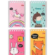 Блокнот А7 40л. на гребне ЖИВОТНЫЕ. МИКС Б40-5725 обл.-мел.кар, бл-офс,в клетку TМ Profit