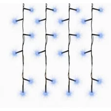 Гирлянда Штора 3 м длины 40 см и 65 см тёмная нить 140 синих ламп 8 режимов ГШ-0013