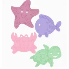 Набор антискользящих мини-ковриков на присосках "Морские жители" 4 шт. Пастель КВ-4997