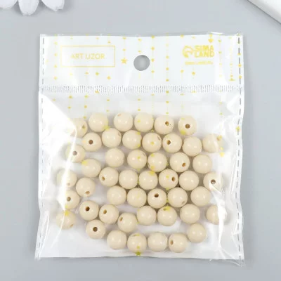 Бусины пластик "Белый песок" глянец набор 25 гр d=1 см   9424530