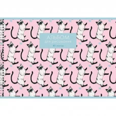 Альбом для рисования 40л Гребень мел картон печать по металлизированной пленке серебро 110г/м2 Сиамские кошечки АСГ2Л402272