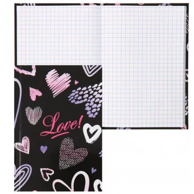 Книжка записная А6 105*150 48л клетка склейка тв обл 7Бц КОКОС Сердечки 241109