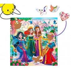 Пазл фигурный на подложке. 80 деталей. Принцессы. 30х30,5 см. ГЕОДОМ