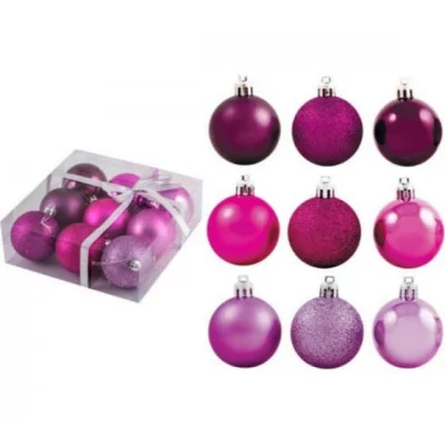 Набор шаров "Фуксия" 9шт 6см  001276 8\528