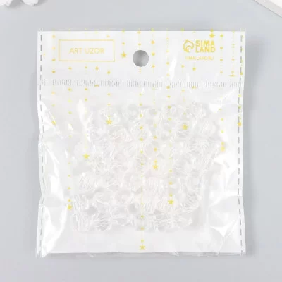 Бусины пластик "Кристалл многогранник прозрачный" набор 20 гр 1х1х1 см   9431075