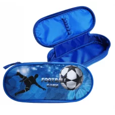 Пенал мягкий, корпусный, резинки на клапане Футбол на синем 210х85х50 мм ПМК 22-20