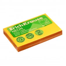 Блок самоклеящийся бумажный ErichKrause Neon, 75х50 мм, 100 листов, оранжевый 61695