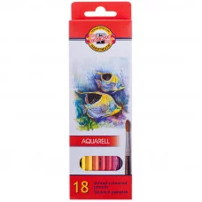 Карандаши акварельные Koh-I-Noor "Рыбы", 18цв., заточен., картон, европодвес 233767