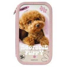 Пенал 2 секц. бол. Schoolformat ОЧАРОВАТЕЛЬНЫЕ ЩЕНКИ 190х105х35 картон, полиэстер молния роз. 237035