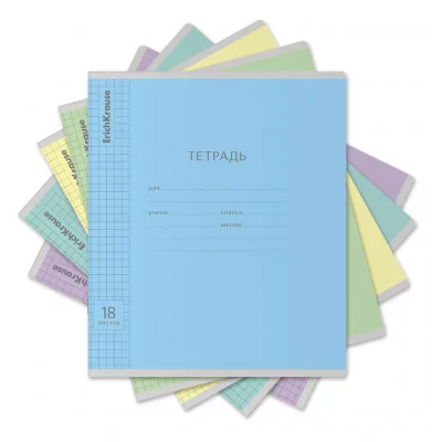 Тетрадь школьная ученическая ErichKrause® Классика Visio ассорти, 18 листов, клетка 56585