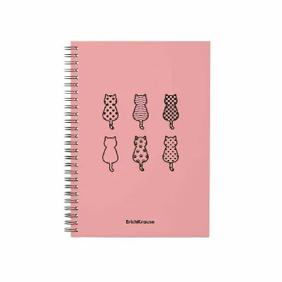 Тетрадь общая с пластиковой обложкой на спирали ErichKrause Powder, Cats, розовый, А5, 80 листов, клетка 59526