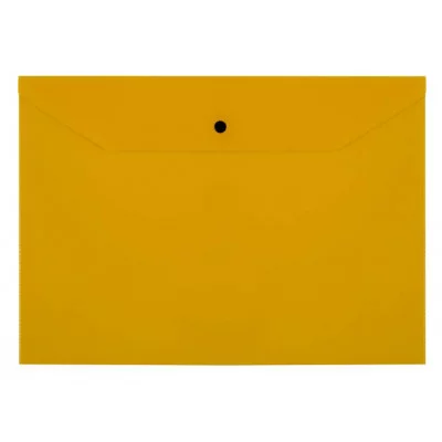 Папка-конверт на кнопке СТАММ А4, 120мкм, пластик, прозрачная, желтая 355647