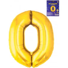Воздушный шар Цифра "0", золотистый, фольга, 40\'/101 см, ШВ-0756