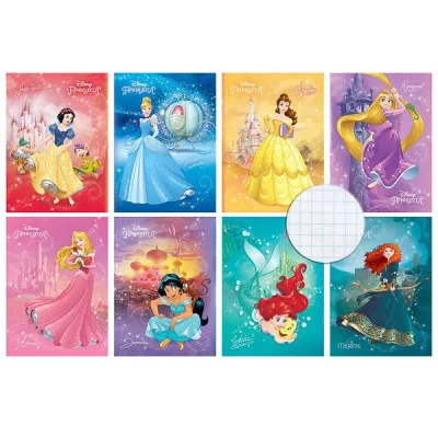 Блокнот 32л А6ф клетка на скобе Обл. мелованная бумага ламинация -Принцессы- DISNEY 32Б6В1