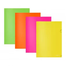 Папка-уголок А4 0,18мм "Glossy Neon" тонированный ассорти ERICH KRAUSE 50159 317480