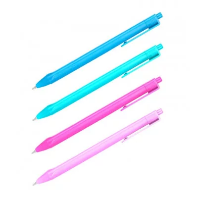 Ручка шариковая автоматическая OfficeSpace "Light Trio" синяя, 0,7мм, трехгранная, корпус ассорти 326174