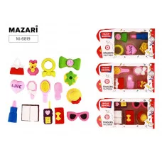 Набор ластиков M-6819 FASHION,термопластичная резина,фигурные,6 шт,3 дизайна,цветная коробка/картонн