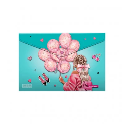 Папка-конверт на кнопке пластиковая ErichKrause Girly Day, A4 55096