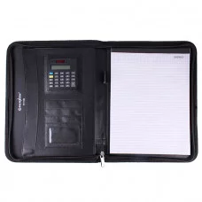 Папка бизнес-органайзер к/з 33х25см +калькулятор+блок А4,чёрного цвета DV-11493