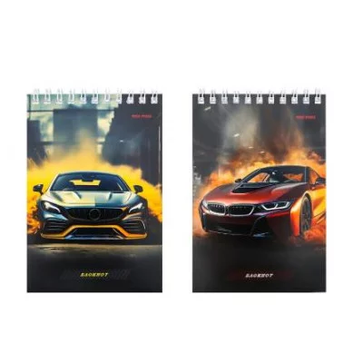 БЛОКНОТ А6 40л. на гребне ПРЕМИАЛЬНОЕ АВТО - 1 (Б40-2049) ассорти, цвет.мелов.обл, офсет, клетка Б40-2049