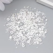 Бисер стекло 6/0 - 15/0 "Ассорти белое" d=1,5-4 мм, н-р 10гр   7463313
