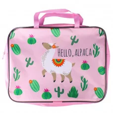 Папка школьника А4 с ручками + твёрдое дно Hello alpaca печать на ткани ПШ-11