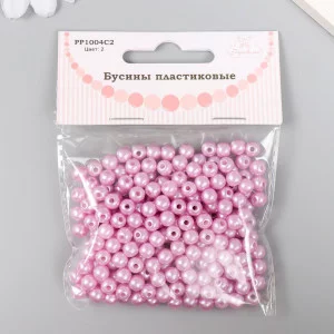 Набор бусин "Рукоделие" пластик, диаметр 6 мм, 25 гр, светло-розовый 9527190