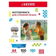 Бумага для фото А4 180г/м2 100л односторонняя матовая DEVENTE 2042905 351930
