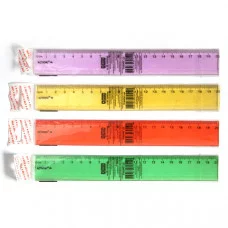 Линейка 20см, флюоресцентная, прозрачная, пластиковая ассорти ACTION! C21892