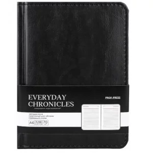 ЕЖЕДНЕВНИК А6, 128л. недатир. EVERYDAY CHRONICLES - BLACK (128-5033) кожзам (черный) 128-5033