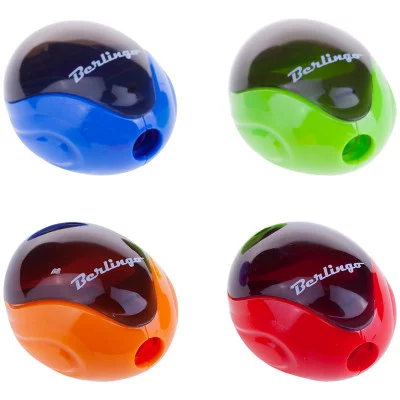 Точилка пластиковая Berlingo "Round" 1 отверстие, контейнер, ассорти, BERLINGO_ 229634