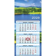 Календарь квартальный 3-х блоч. на 1 гребне 195х440мм МИНИ-1 бум. Офсет. цветной блок с бегунком цве КлнБ226