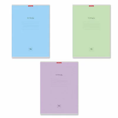 Тетрадь 1шт общая ученическая ErichKrause Классика, А4, 96 листов, клетка цвет ассорти 56326