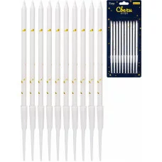 Свечи для торта на подставках "Праздничный всплеск" 0.4*10 5 + 4 5 см 10шт белые С-2046