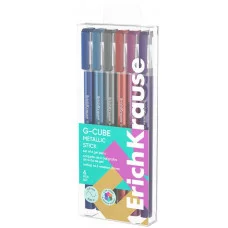 Набор из 6 ручек гелевых ErichKrause G-Cube® Stick Metallic 1.0, цвет чернил ассорти  61307
