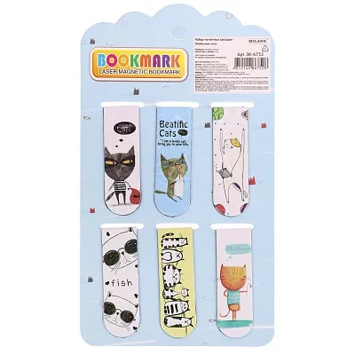 Набор магнитных закладок Необычные коты, 6 шт, в ассортименте  ЗК-6752 461-0-144-86752-8