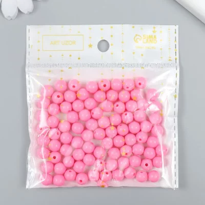 Бусины пластик "Ярко-розовые" глянец набор 25 гр d=0,8 см   9424549