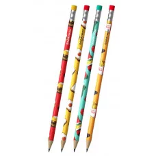 Чернографитный карандаш пластиковый ErichKrause Cheat Meal, круглый, с ластиком, НВ  65561