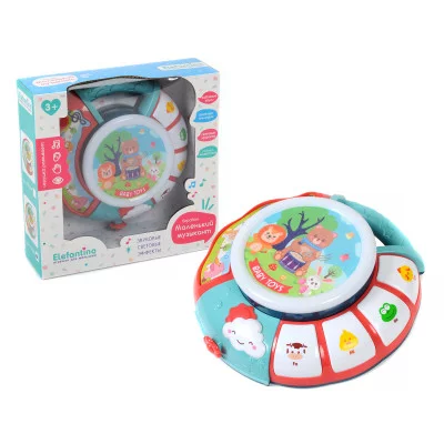 Барабан развив. "Elefantino" на бат. подвиж.эл. голоса животных, весел. мелодии, свет. эффекты, в/к 26*7,8*26 см. IT106450