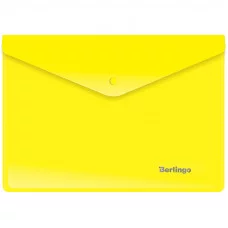 Папка-конверт на кнопке A5, 180мкм, желтая BERLINGO* 192621