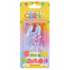 Свеча для торта "Русалка", фиолетовая. Цифра "4" С-7232