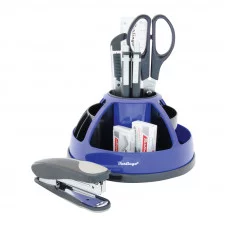 Настольный органайзер Berlingo "BR", 9 предметов, вращающийся, черный/голубой BERLINGO_ 196600