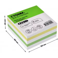 Блок для записей на склейке СТАММ "Стандарт", 9*9*4,5см, ассорти 331313