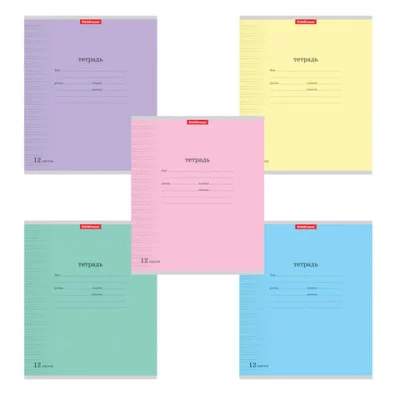 Тетрадь 12 л., ERICH KRAUSE, частая косая линия, мелованный картон обложка, "Классика "с линовкой", 43334