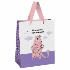 Пакет подарочный 1шт 11*14*6,5см MESHU "Что значит, где подарок", выборочный лак, матовая ламинация 354589