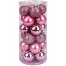 Набор ёлочных шаров 24 шт Новогоднее настроение, 4 см, розовый НУ-5620
