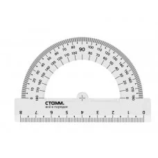 Транспортир 8см, 180° СТАММ, пластиковый, прозрачный, бесцветный 351482