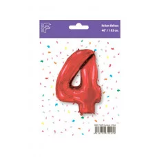 Шар (40\'\'/102 см) Цифра, 4, Красный, 1 шт. в уп. B901764R