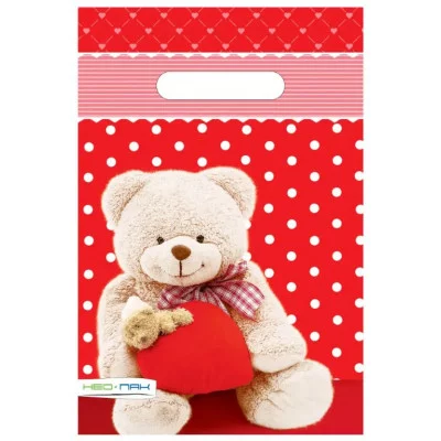 Пакет с прорубной ручкой НеоПак Мишка с сердцем 20*30 1129