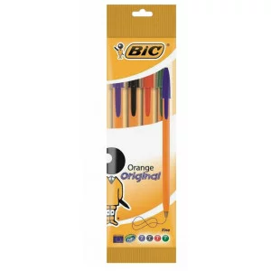Ручки шариковые BIC "Orange Original", НАБОР 4 ЦВЕТА, узел 0,8 мм, линия 0,3 мм, пакет, 8308541